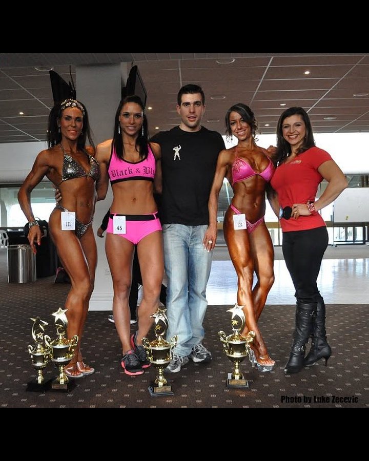 Shereen and three other competitors with their trophies at the All Females Championships, with Mark Ottobre